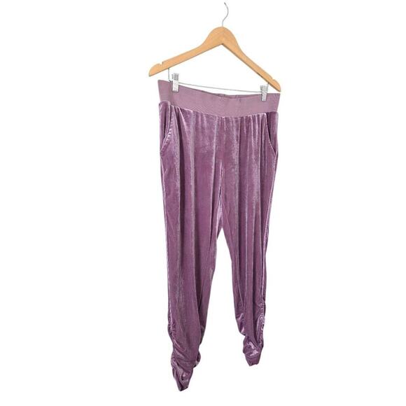 Juicy Couture Glitter Velour Track Pants Ruched Women Size Large Pink - Picture 4 of 5
